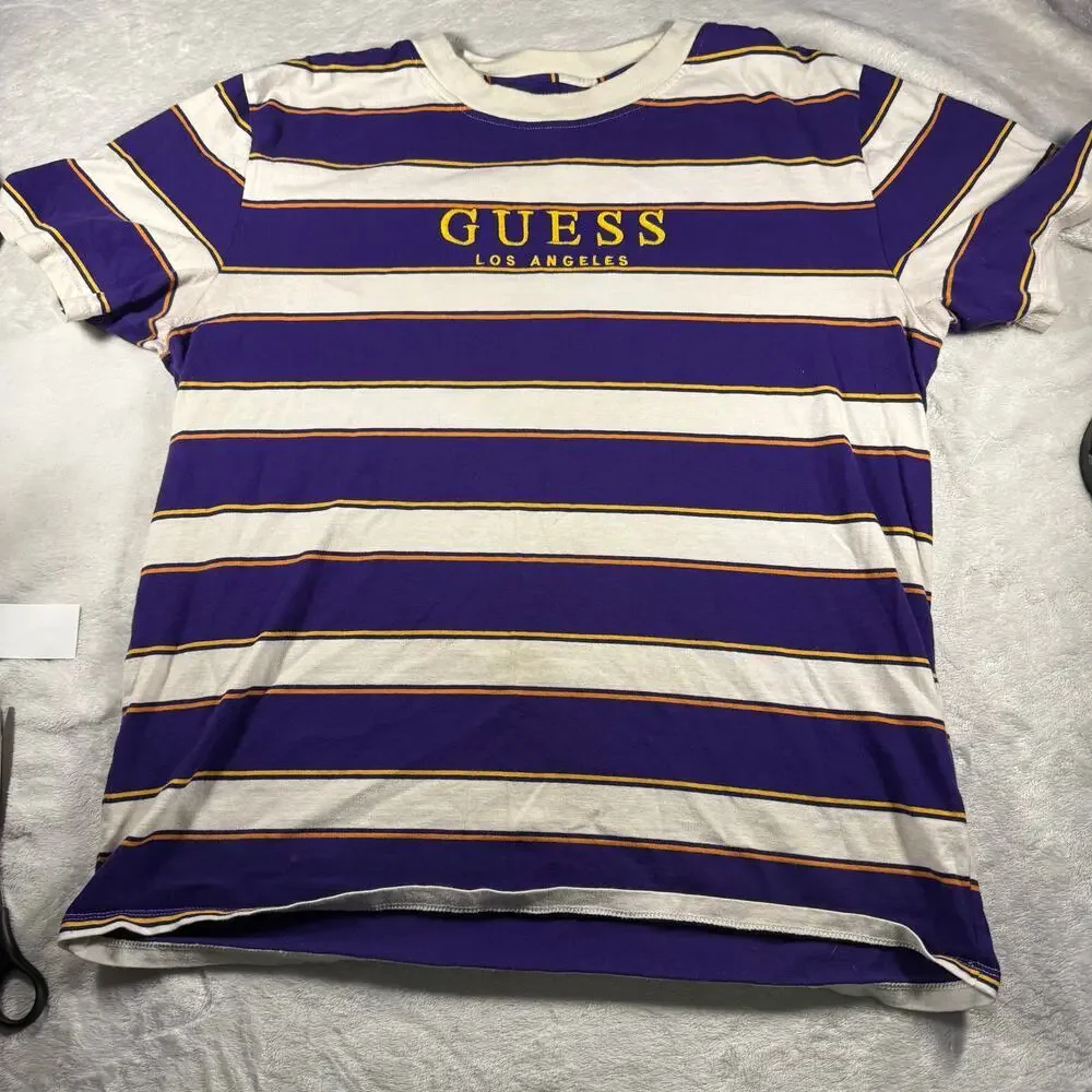Vintage Guess  purple, white, and Gold Tee Size M - Picture 4 of 7